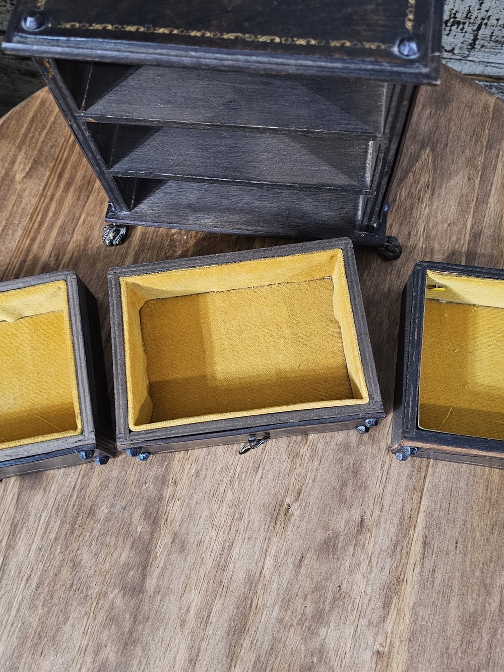 "Vintage" Antique-Style Unique Wooden Jewelry Organizer with Three Drawers - Picture 8 of 13
